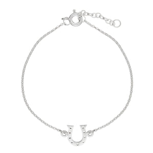 
                  
                    Sterling Silver Horse Shoe Good Luck Charm Bracelet Thin Cable Chain
                  
                