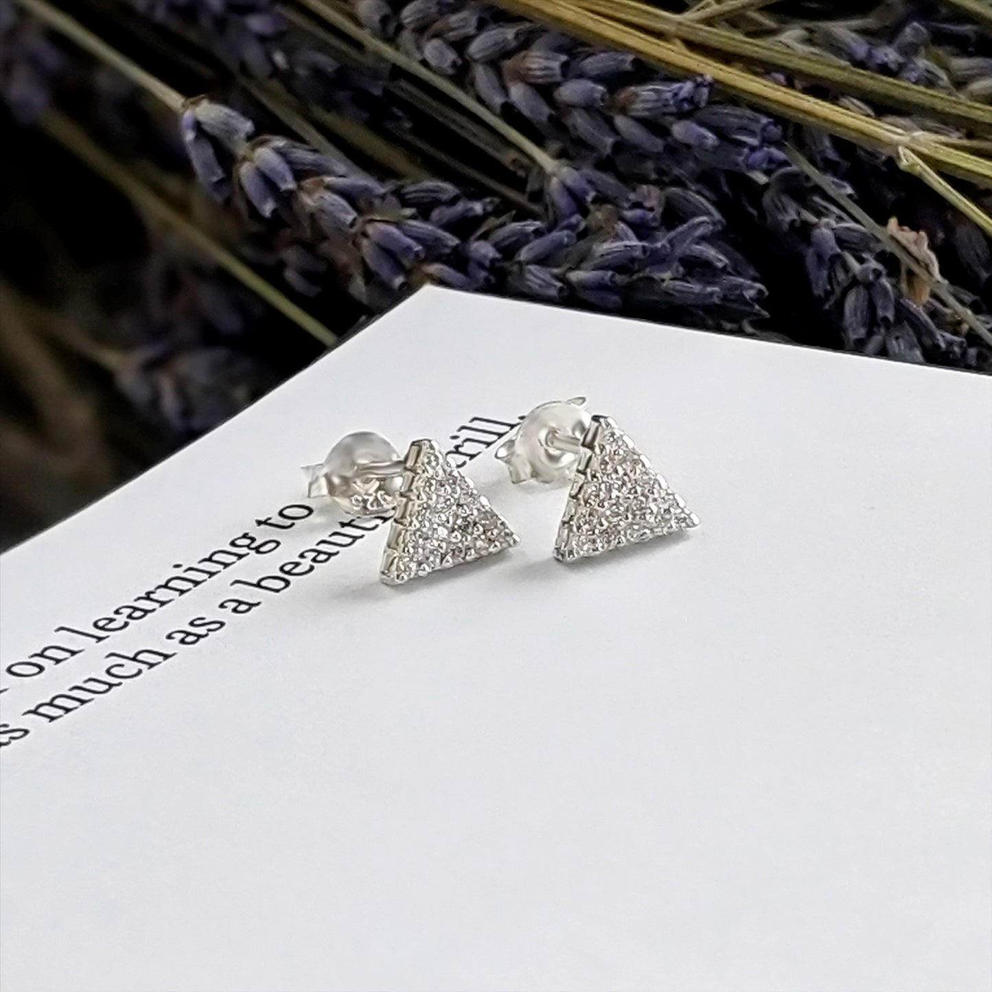 
                  
                    Sterling Silver Cubic Zirconia Triangle Stud Earrings Geometric Studs
                  
                