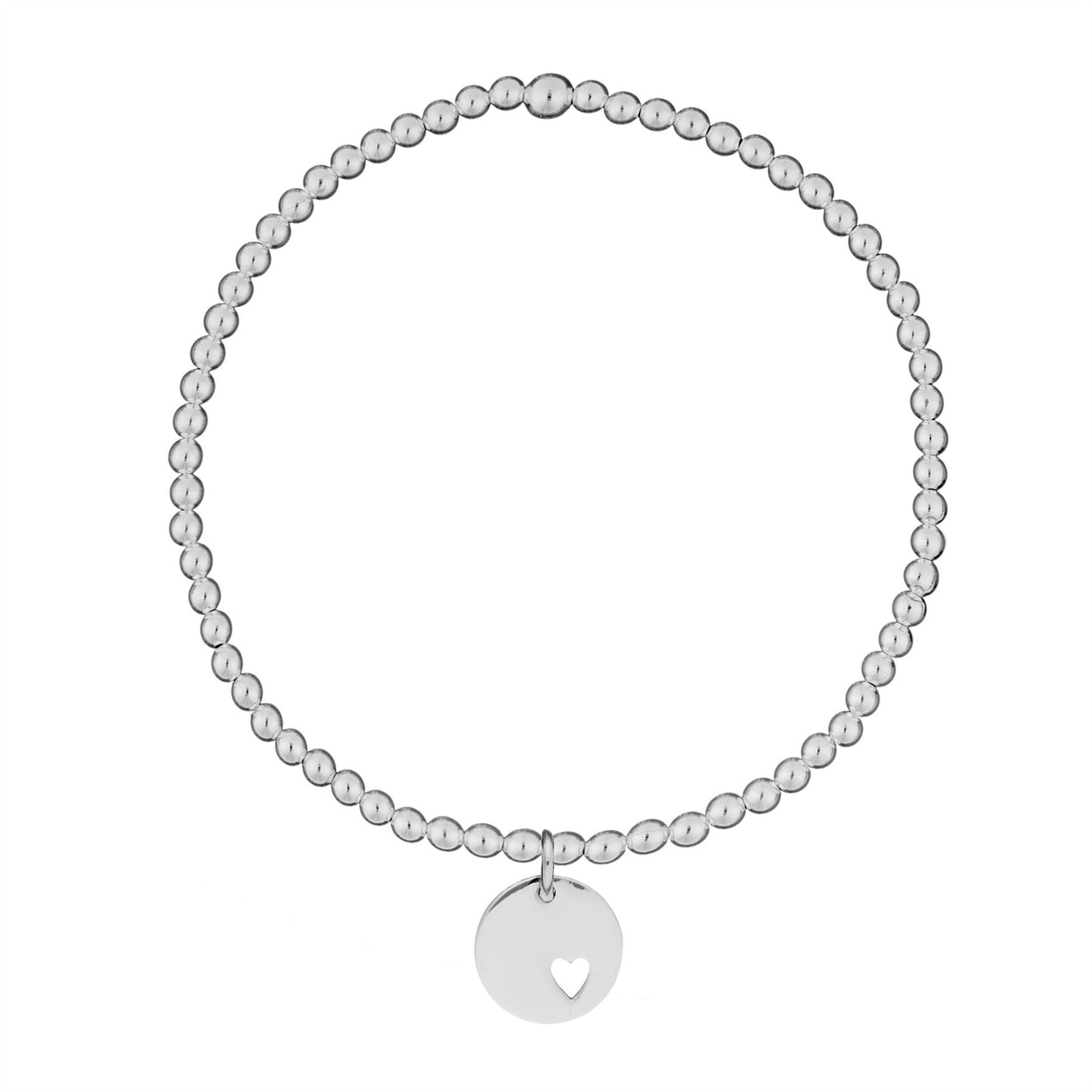 
                  
                    Sterling Silver Cut-Out Heart Charm Beaded Ball Stretch Bracelet
                  
                