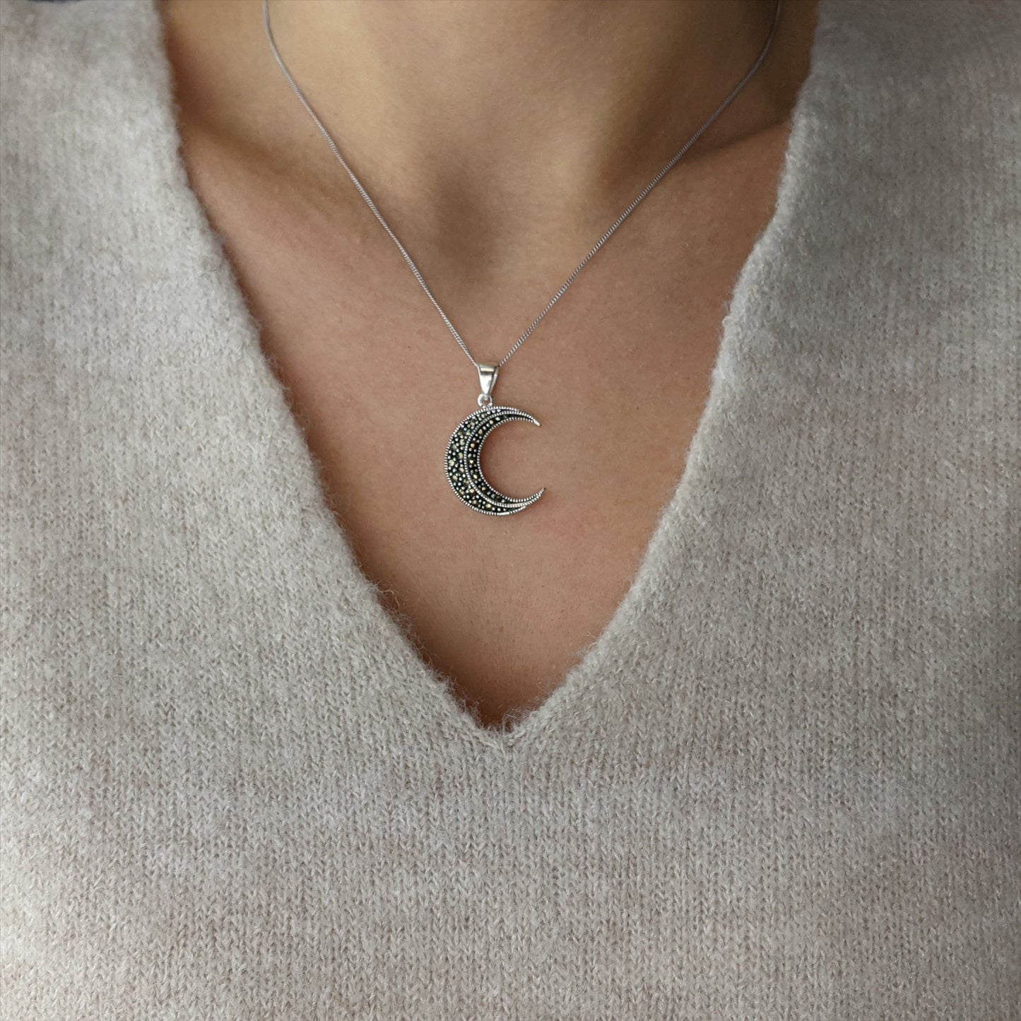 Moonstone Crescent Moon Necklace | Aria'sClosetInc