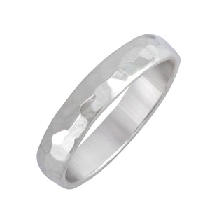 
                  
                    Sterling Silver Hammered Simple Straight Band Ring - Silverly
                  
                