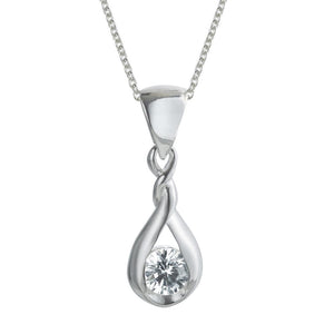 
                  
                    Sterling Silver Cubic Zirconia Infinity Knot Teardrop Pendant Necklace
                  
                