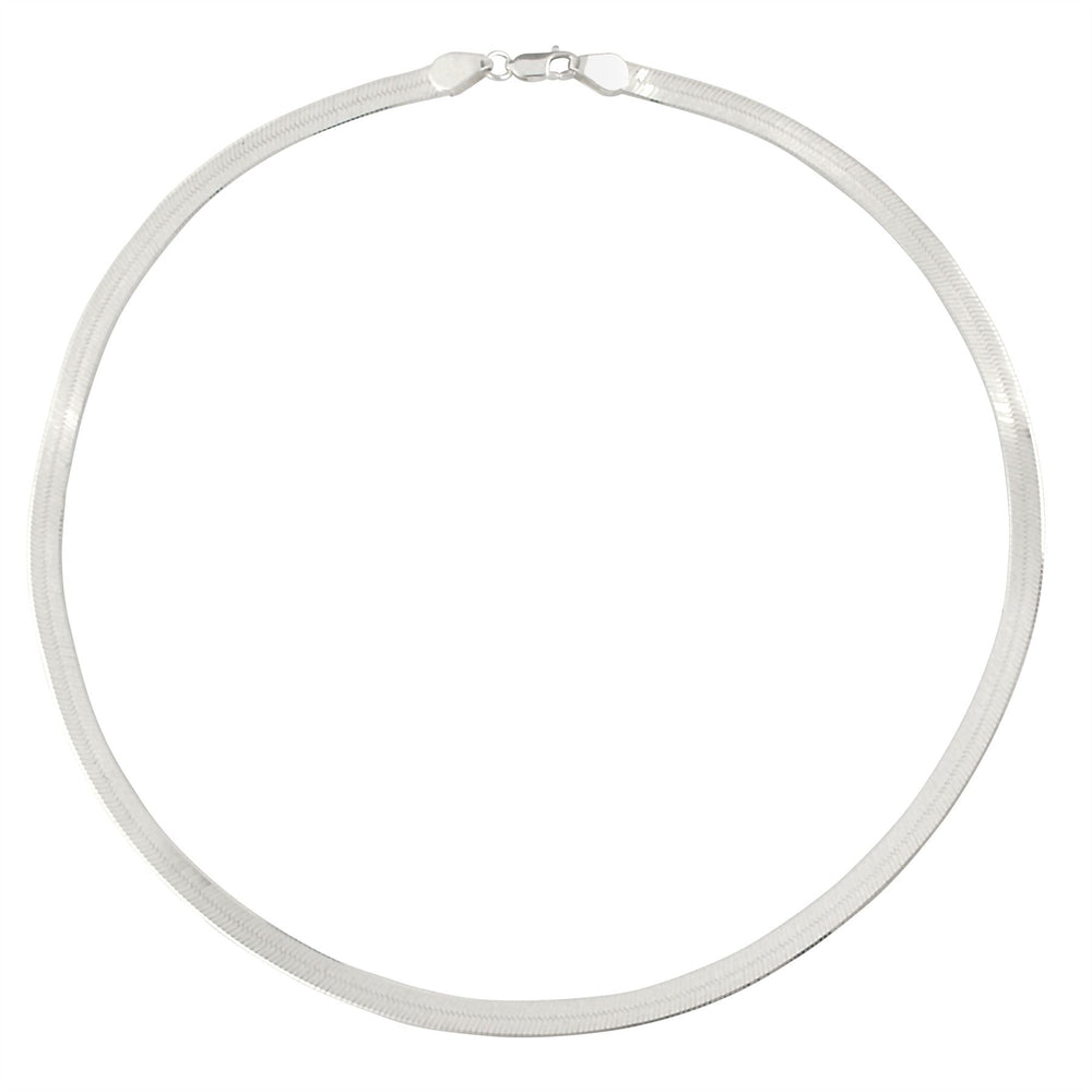Sterling Silver 5 mm Flat Wide Herringbone Chain Minimalist Necklace