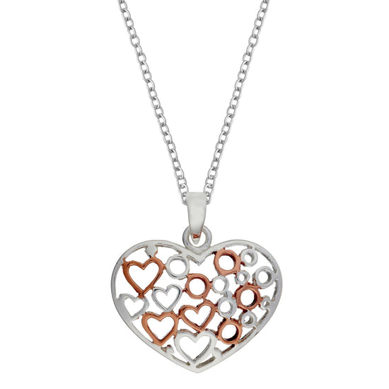 Rose Gold Plated Sterling Silver Cut-Out Heart Pattern Necklace