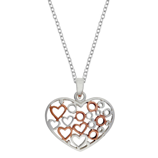 Rose Gold Plated Sterling Silver Cut-Out Heart Pattern Necklace