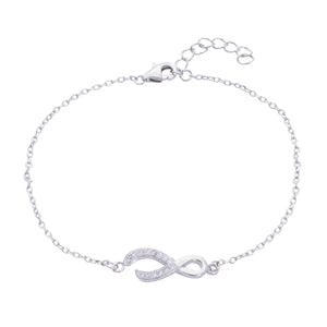 
                  
                    Sterling Silver Cubic Zirconia Infinity Ribbon Thin Chain Bracelet
                  
                
