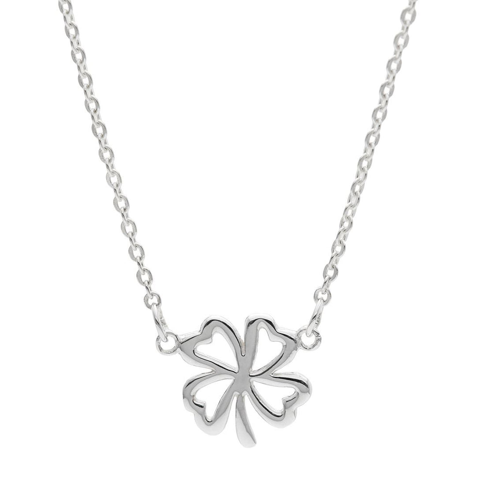 Sterling Silver Lucky Four Leaf Clover Charm Pendant Chain Necklace