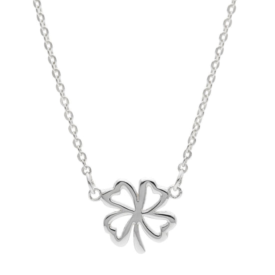 Sterling Silver Lucky Four Leaf Clover Charm Pendant Chain Necklace