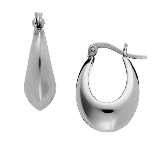 Sterling silver tapered oval hoop earrings — 20mm chunky creole hoops
