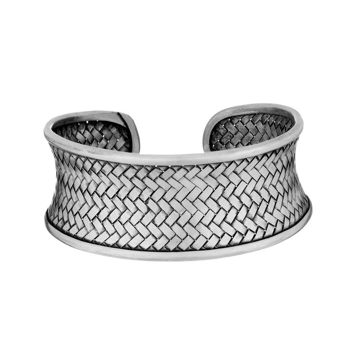 Karen Hill Tribe pure silver bangle — tribal warrior style concave cuff design