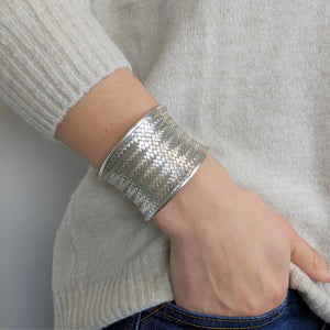 
                  
                    Karen Hill Tribe Silver Extra Wide Concave Woven Cuff Bangle
                  
                