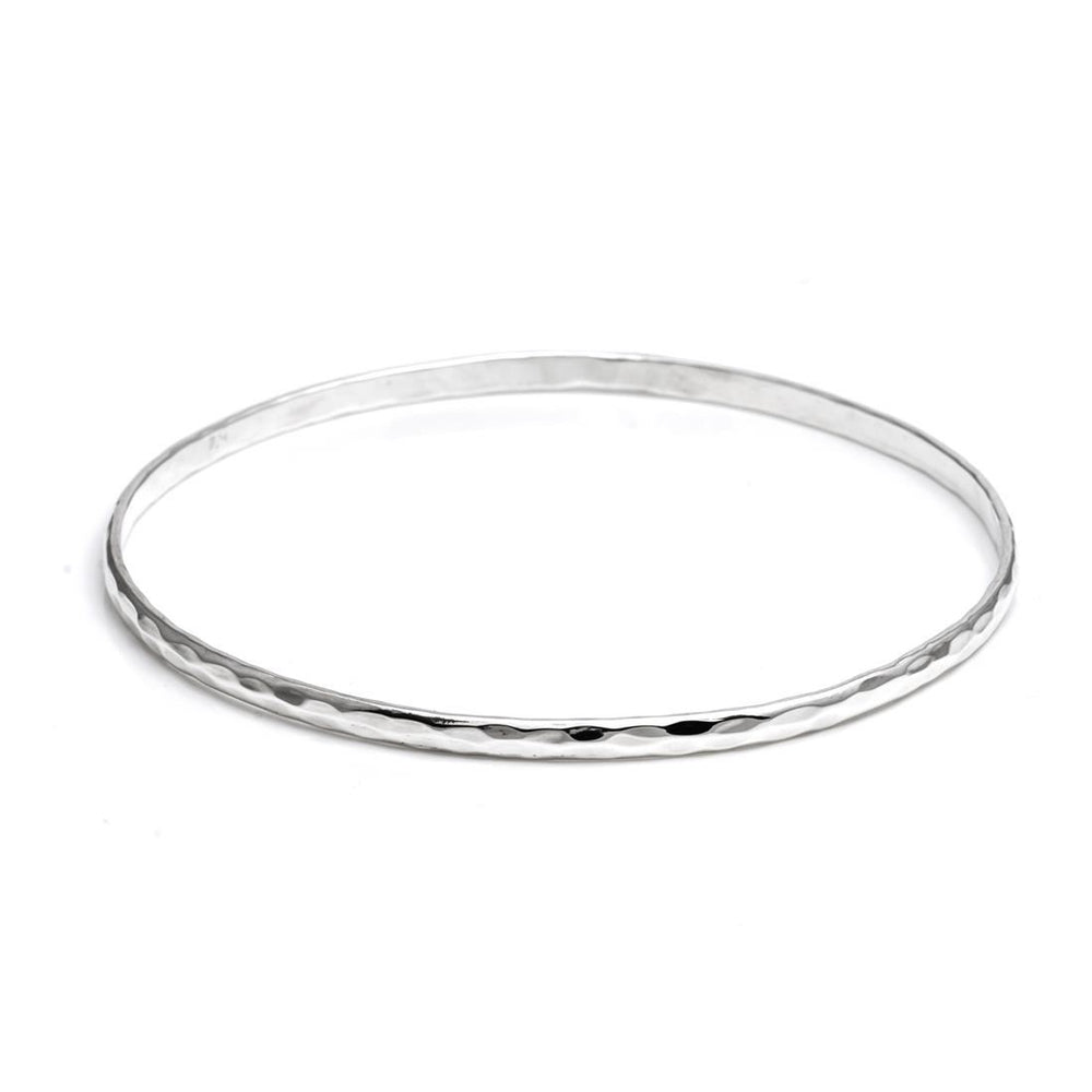 Sterling Silver Thin Hammered Bangle - Silverly