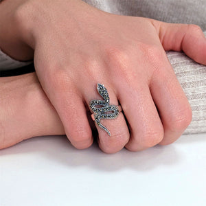 
                  
                    Sterling Silver Marcasite Vintage Style Statement Snake Serpent Ring
                  
                