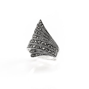 
                  
                    Sterling Silver Marcasite Feather Ring - Silverly
                  
                