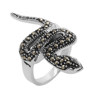 
                  
                    Sterling Silver Marcasite Vintage Style Statement Snake Serpent Ring
                  
                