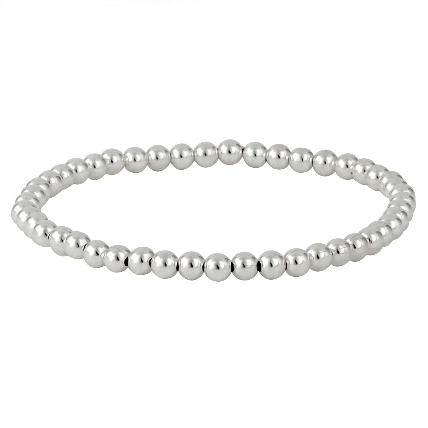 Sterling Silver Stackable Stretch Bead Bracelet With 4 mm Ball Beads