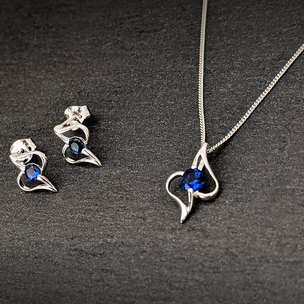 
                  
                    Sterling Silver Blue Crystal Abstract Heart Teardrop Jewellery Set
                  
                
