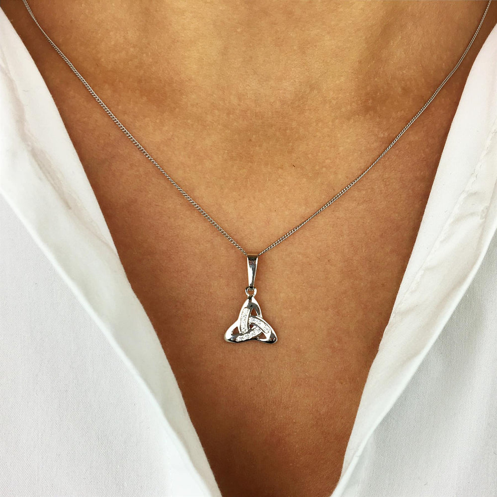 
                  
                    Sterling Silver Cubic Zirconia Trinity Knot Pendant Necklace w/ Chain
                  
                