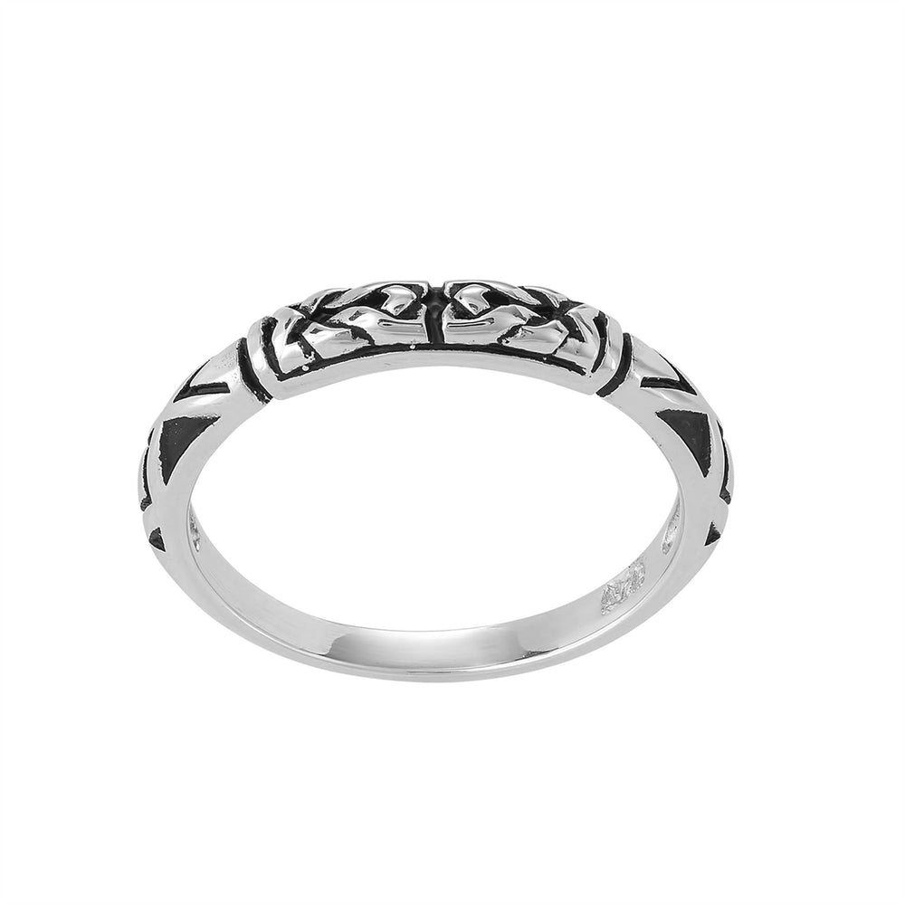 
                  
                    Sterling Silver Oxidised Pattern Stackable Band Ring Boho Jewellery
                  
                