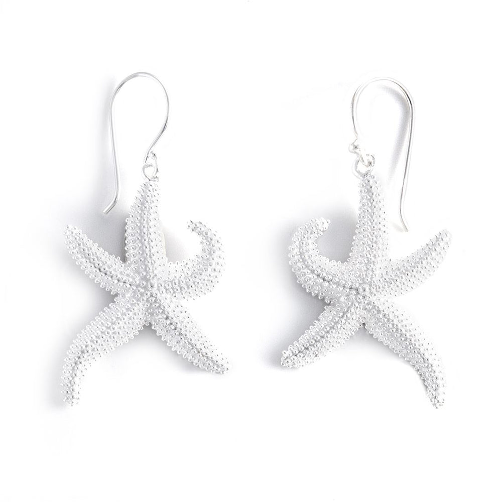 
                  
                    Sterling Silver Satin Finish Textured Starfish Dangle Earrings
                  
                