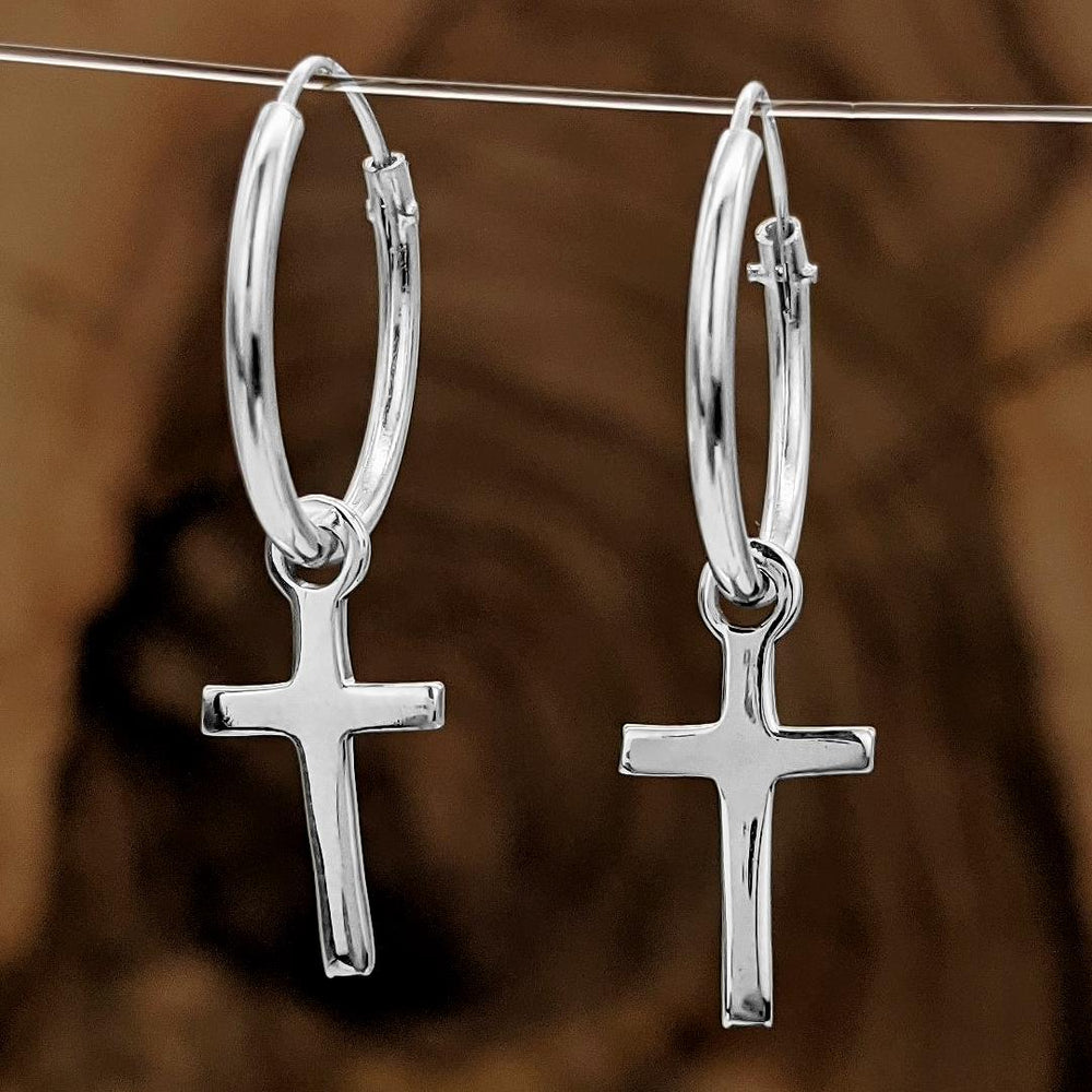 Cross Criss Sterling Silver Tiny Sleeper Hoop Earrings for Cross Criss Sterling Silver Tiny Sleeper Hoop Earrings for