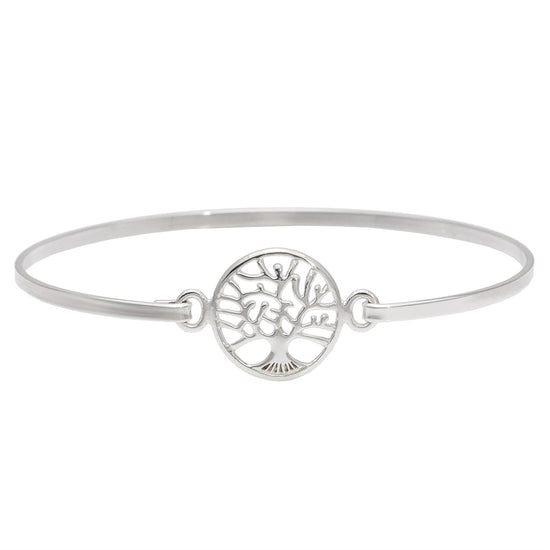 Sterling Silver Tree of Life Bangle With Hook Clasp Celtic Bracelet