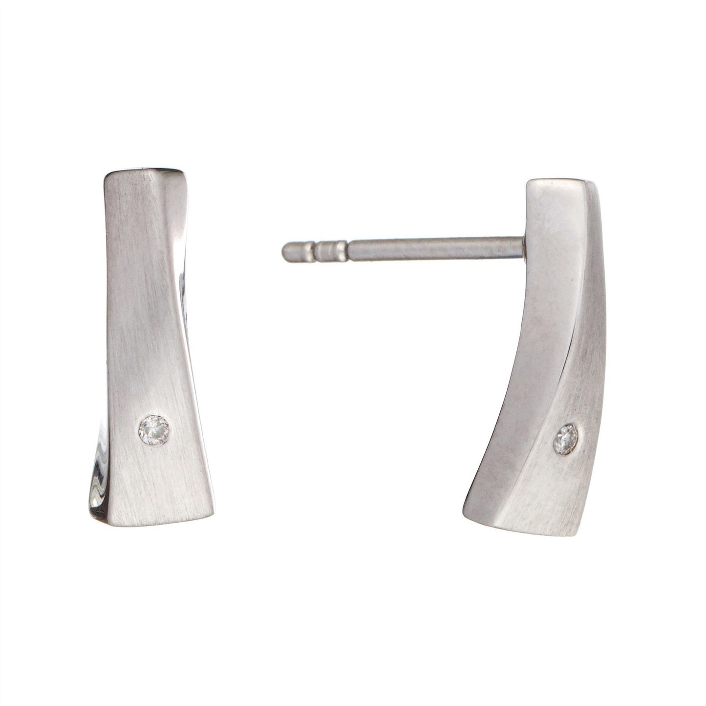 Sterling Silver Diamond Twisted Bar Set - Silverly