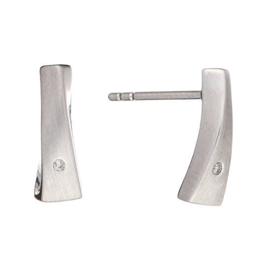 Sterling Silver Diamond Twisted Bar Set - Silverly