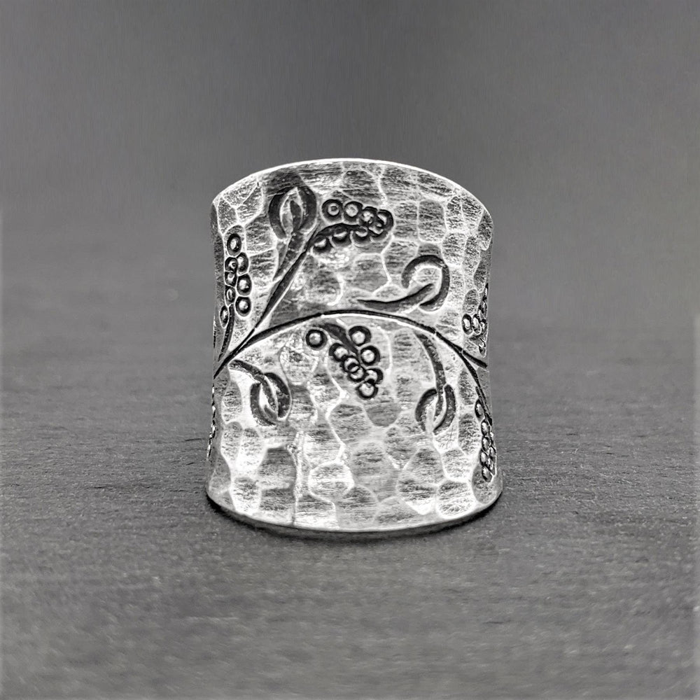 
                  
                    Karen Hill Tribe Silver Wide Coffee Bean Engraved Adjustable Ring
                  
                