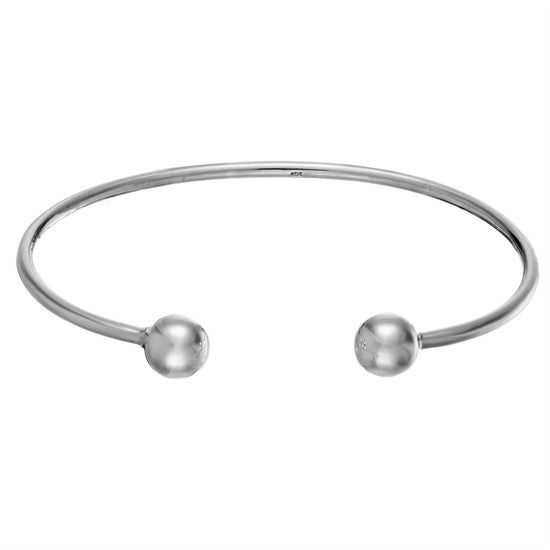 Sterling Silver Simple Classic Round Tube Adjustable Torque Bangle