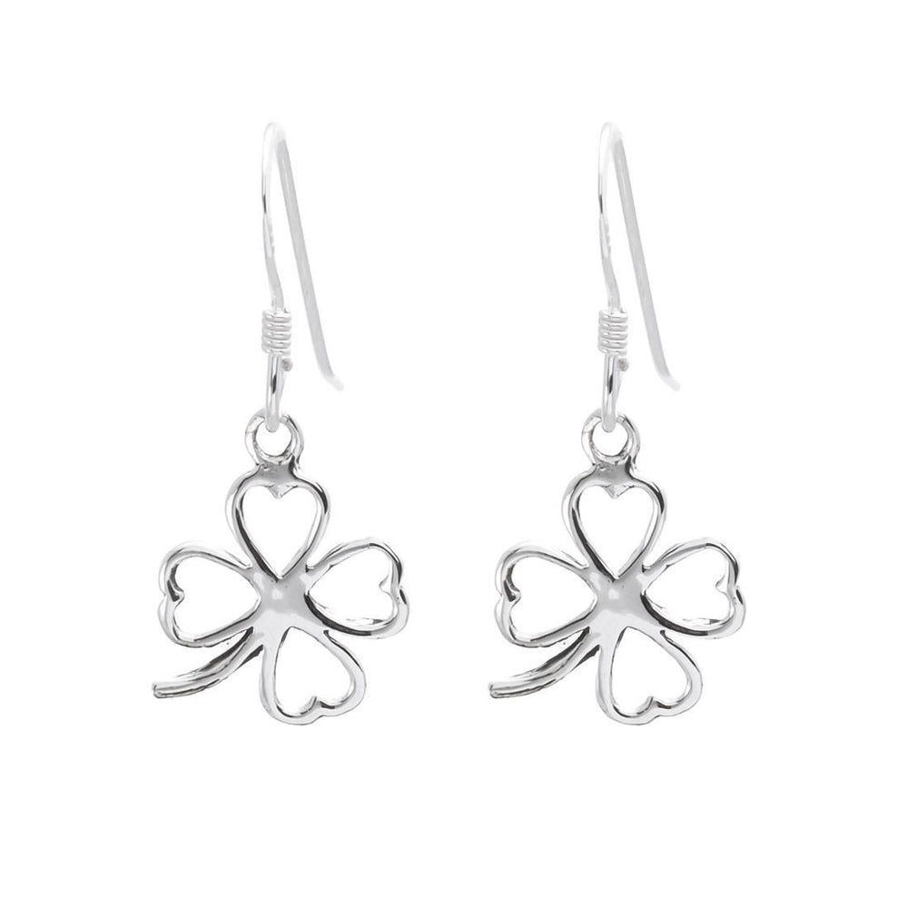 Sterling Silver Lucky Irish Four Leaf Clover Earrings St Patrick's Day