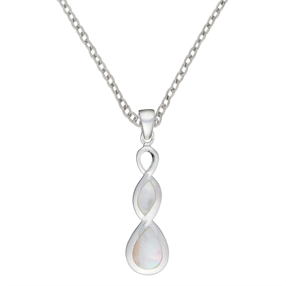 Sterling Silver Mother of Pearl Twist Celtic Knot Pendant Necklace