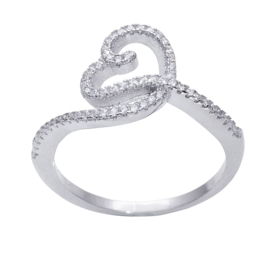 Sterling Silver Cubic Zirconia Heart Knot Swirl Twist Ring Sparkly Band