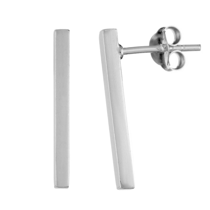 925 sterling silver bar studs — slim minimalist rectangular earrings