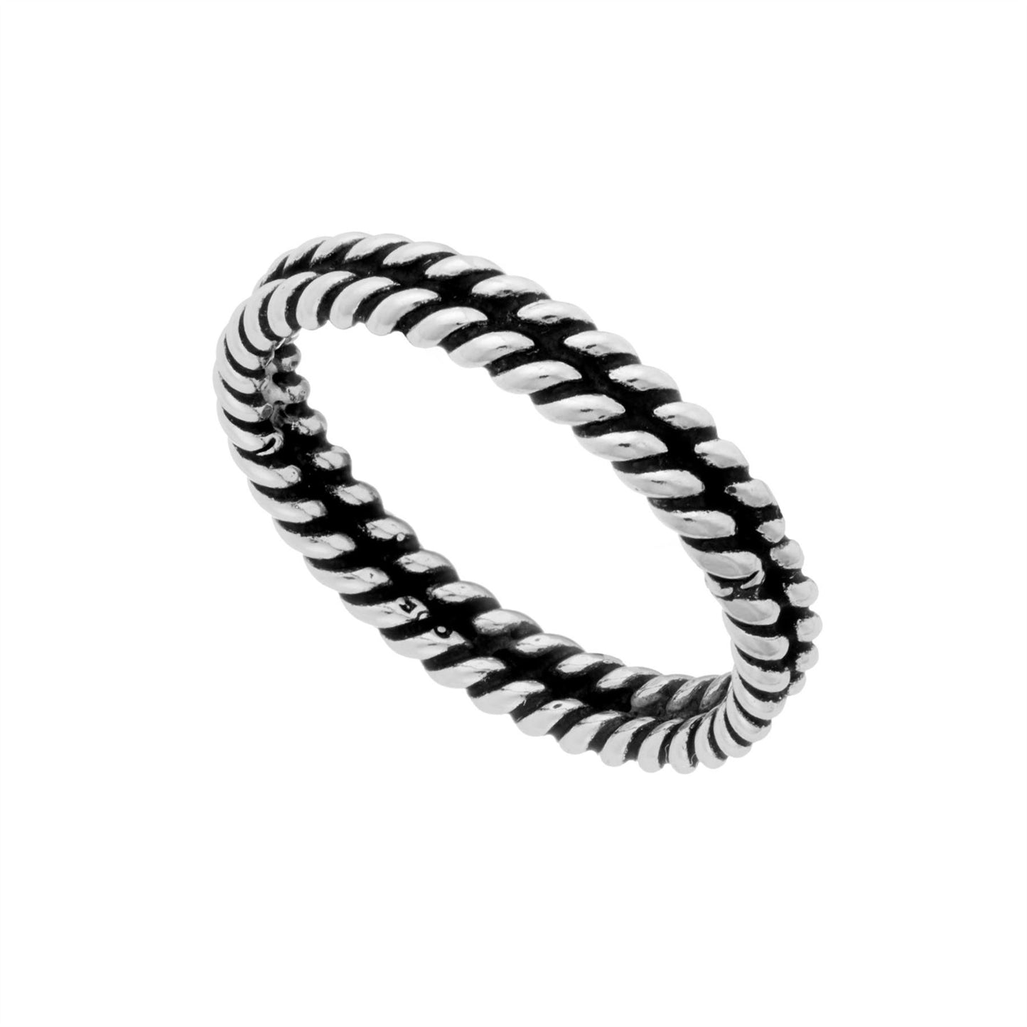 
                  
                    Sterling Silver Oxidised Chunky Double Twisted Rope Ring Stacking Band
                  
                