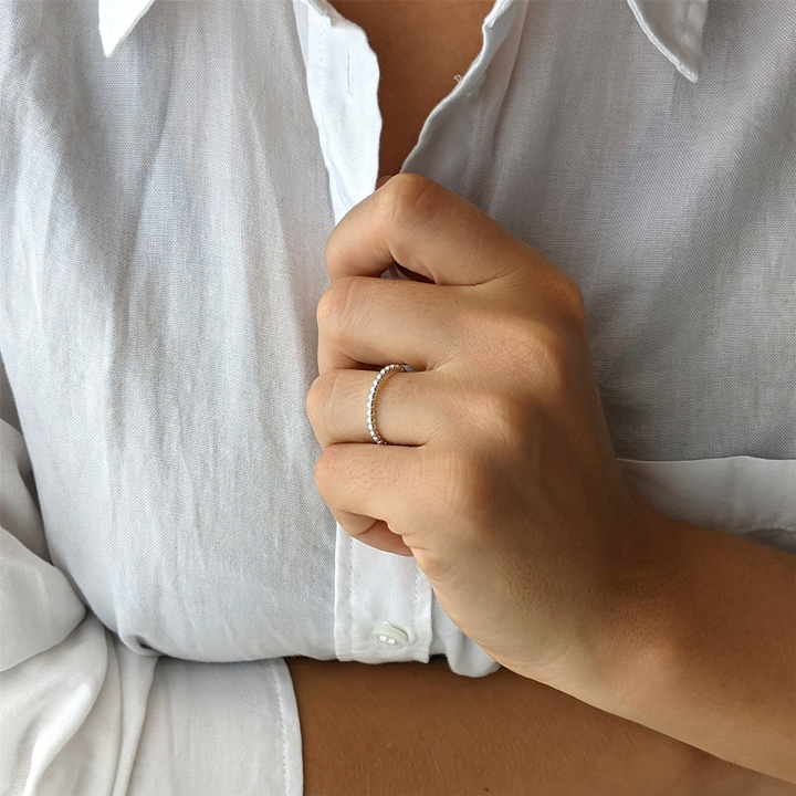 925 silver ball bead ring — minimalist thin band spinner