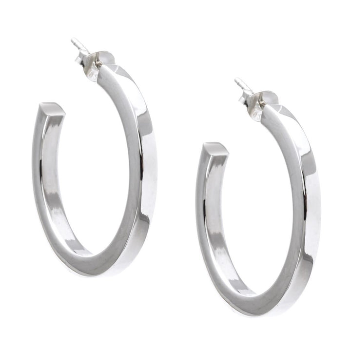 Sterling Silver 30mm Hoop Studs - Silverly