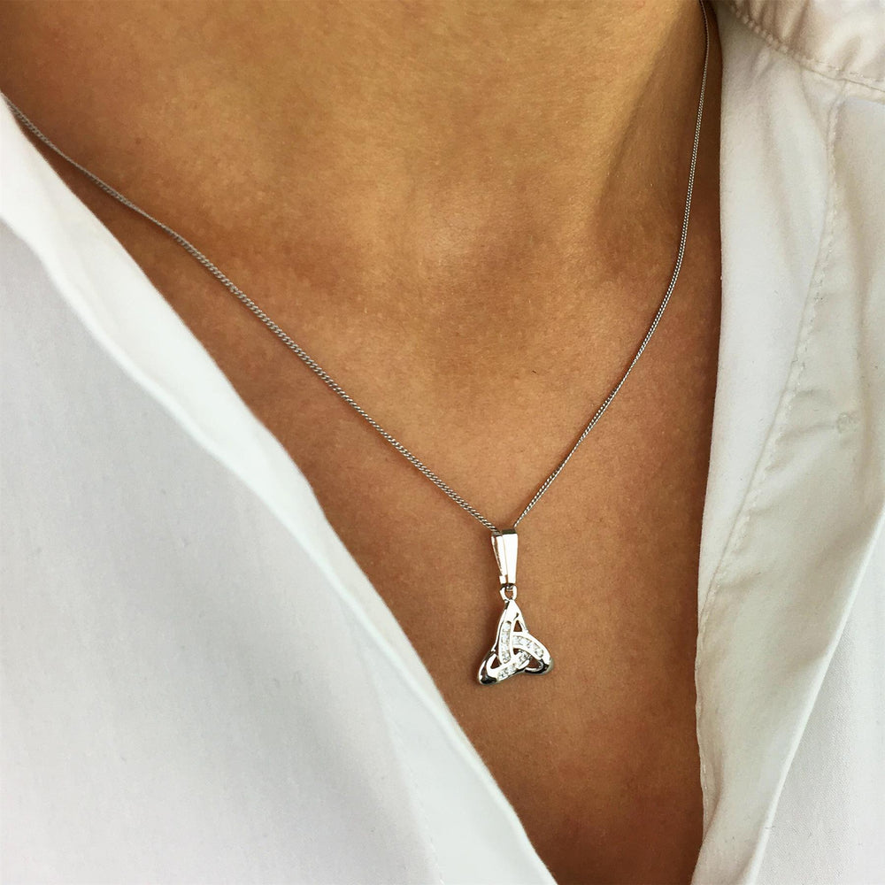 
                  
                    Sterling Silver Cubic Zirconia Trinity Knot Pendant Necklace w/ Chain
                  
                