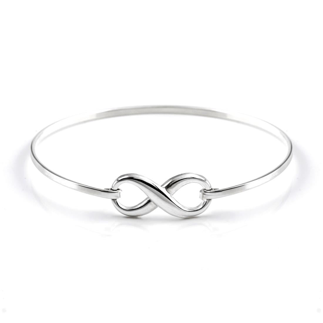 925 sterling silver infinity symbol bangle — figure-of-eight bracelet with hook closure