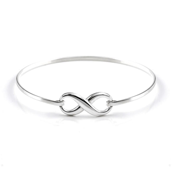 Sterling Silver Classic Infinity Knot Thin Bangle With Hook Clasp