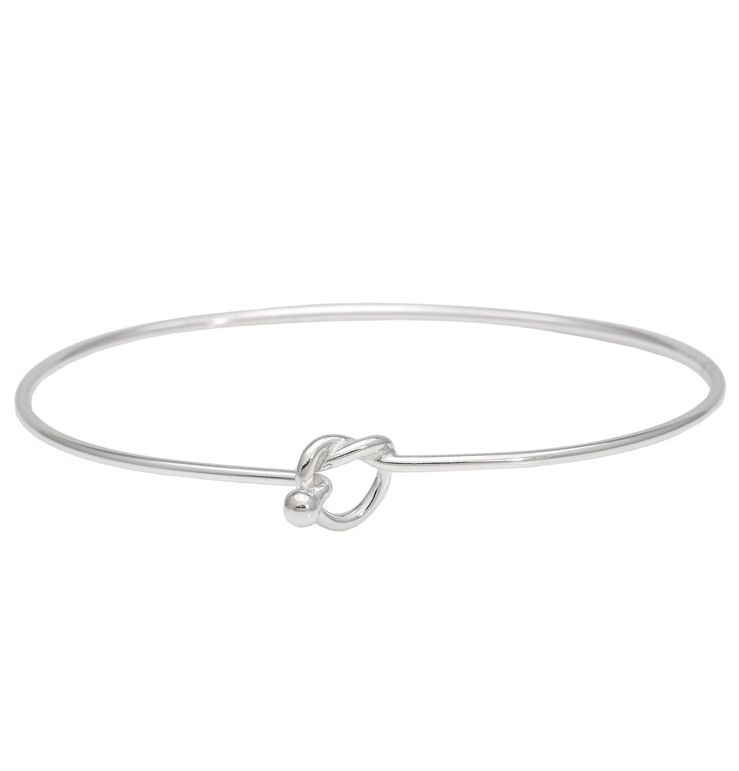 Sterling Silver Hook and Knot Bangle Bracelet - Silverly