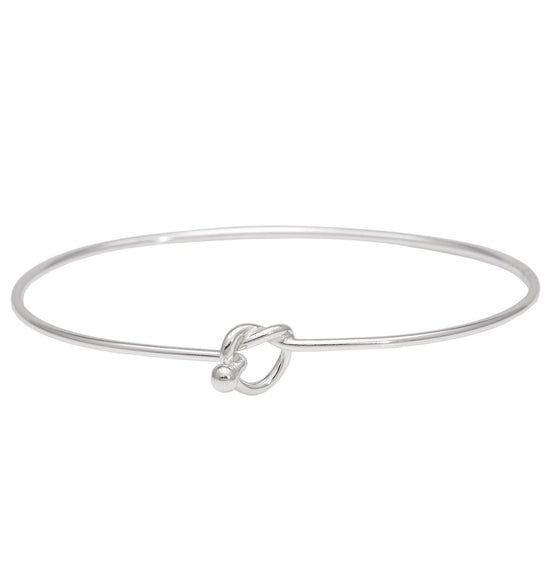 Sterling Silver Friendship Knot Bangle Thin Bracelet With Hook Clasp