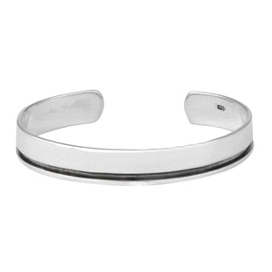 
                  
                    Sterling Silver Wide Flat Bangle Cuff Bracelet With Black Groove
                  
                