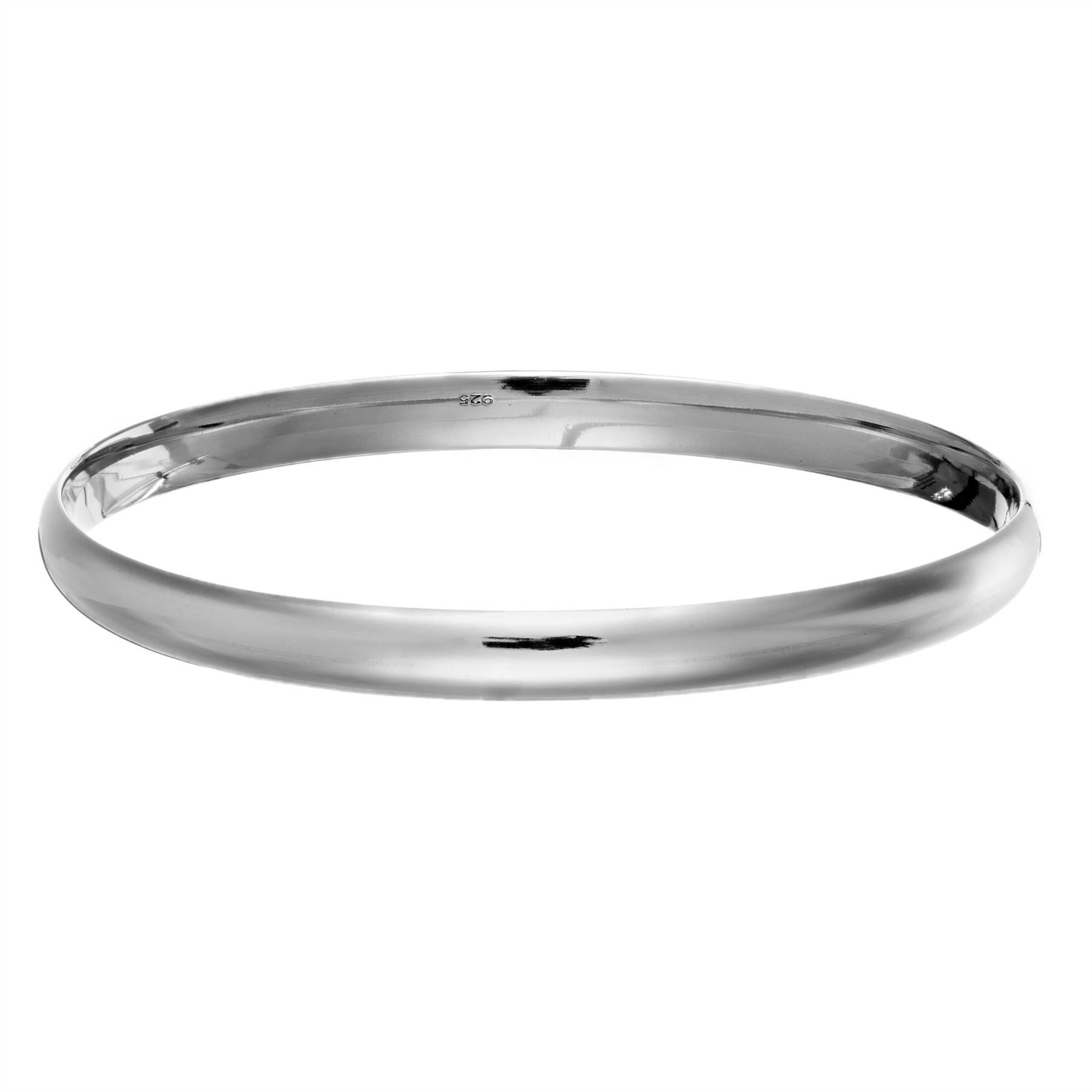Sterling Silver D-Shape Stacking Bangle for Women | Silverly