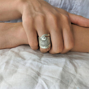 
                  
                    Karen Hill Tribe Silver Boho Peacock Motif Spiral Adjustable Ring
                  
                