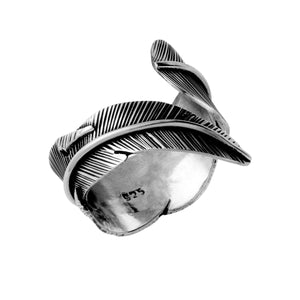 
                  
                    Sterling Silver Chunky Wide Detailed Leaf Feather Wrap Adjustable Ring
                  
                