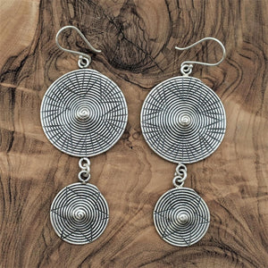 
                  
                    Karen Hill Tribe Silver Double Disc Earrings With Spiral Star Motif
                  
                