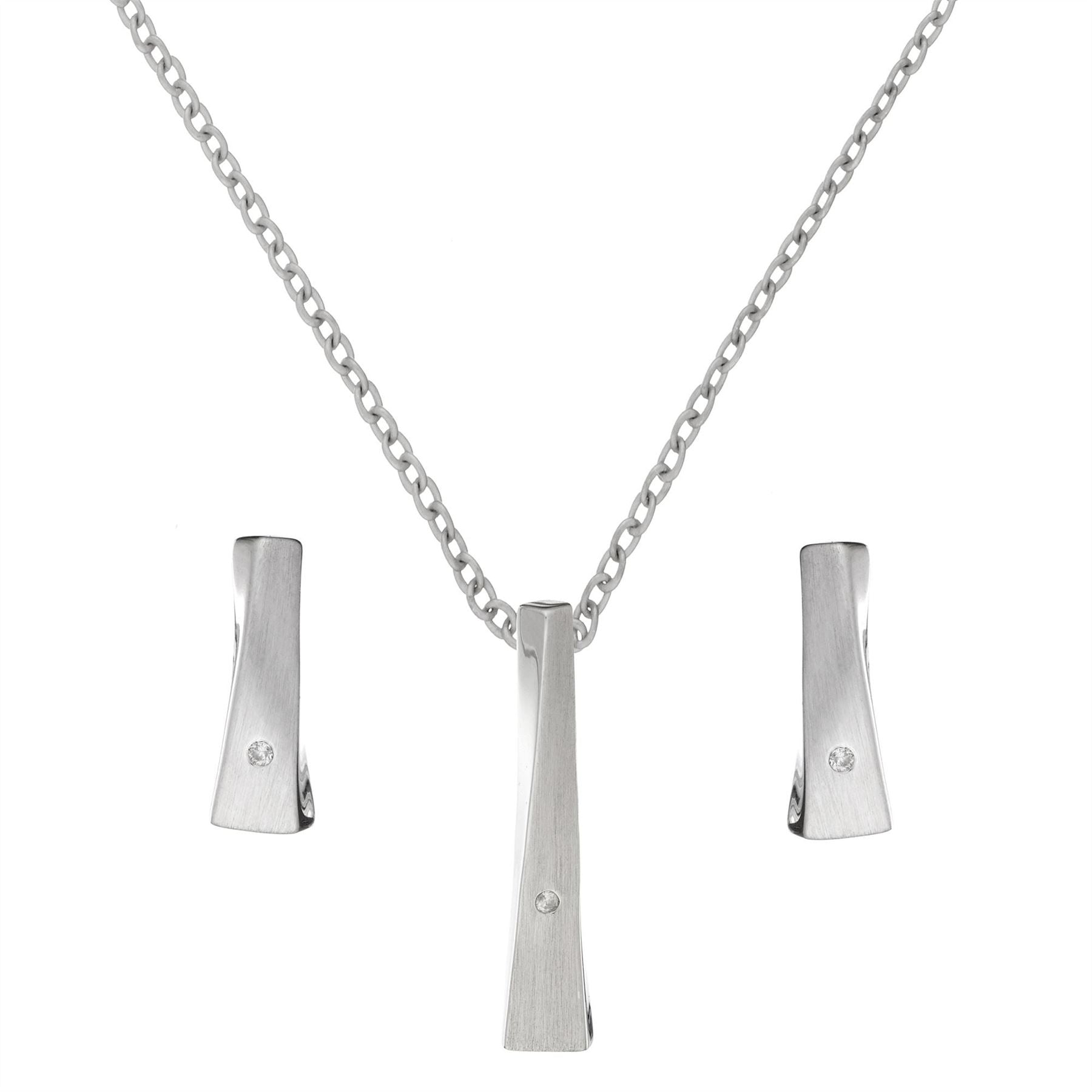 Sterling Twisted Bar Jewellery Set Real Diamonds