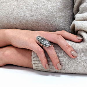 
                  
                    Sterling Silver Long Wide Half-Finger Filigree Armour Ring
                  
                