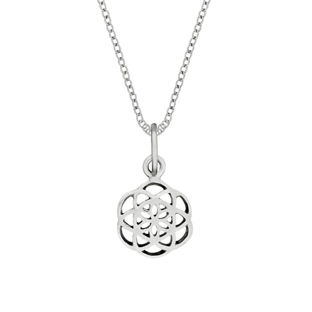 Sterling Silver Sacred Geometry Cut-Out Seed of Life Pendant Necklace